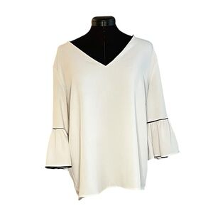 Calvin Klein Blouse Off White with Black trim SZ L Pre loved great condition